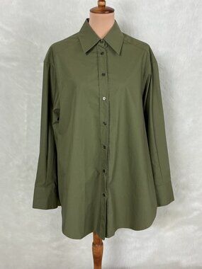 The Frankie Shop Paper Moon Seoul Prato Button Up Shirt Green Khaki NWT OS